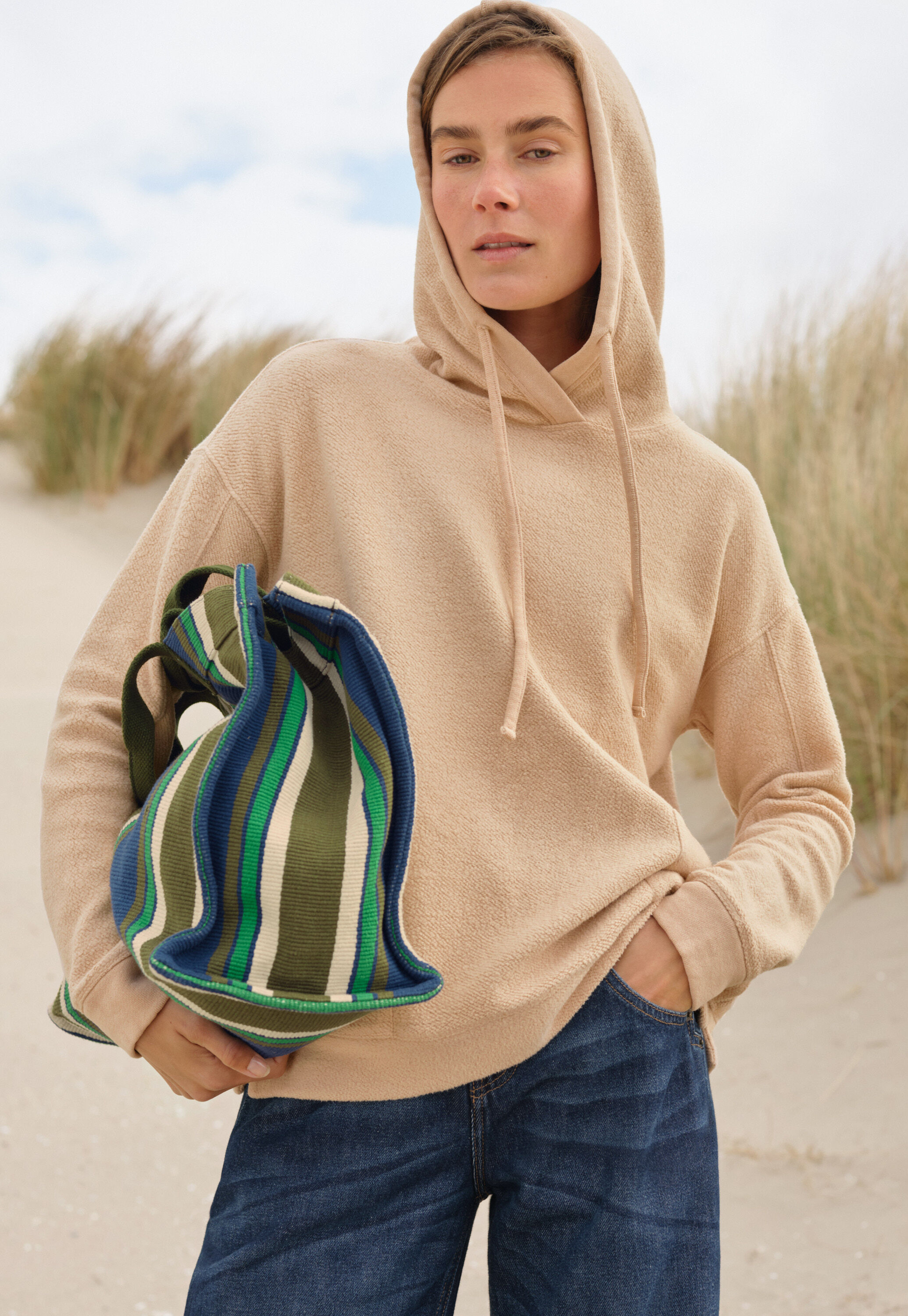 Fleece-Hoodie, Bl&uuml;te, large