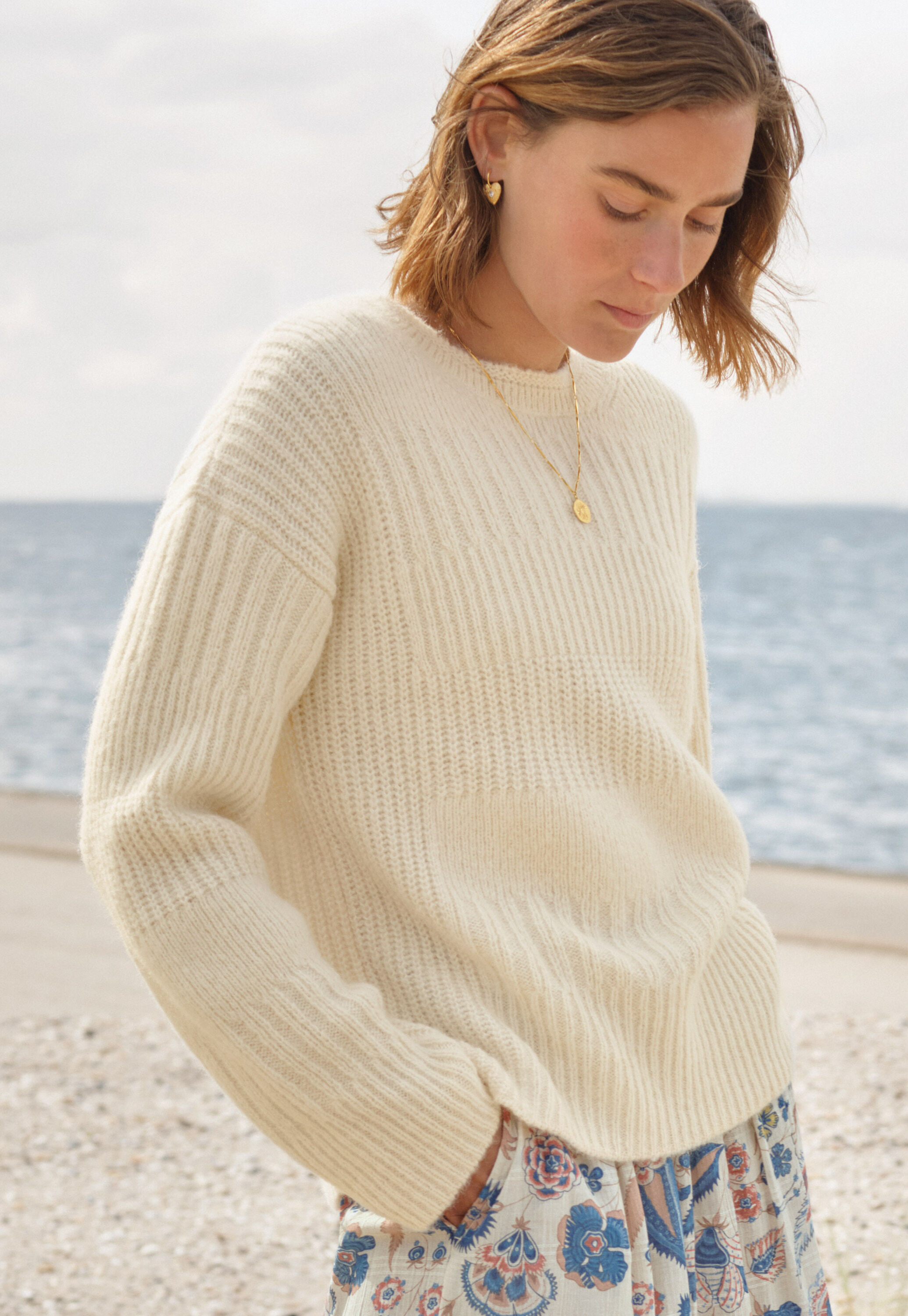 Ripppullover, Ecru, large