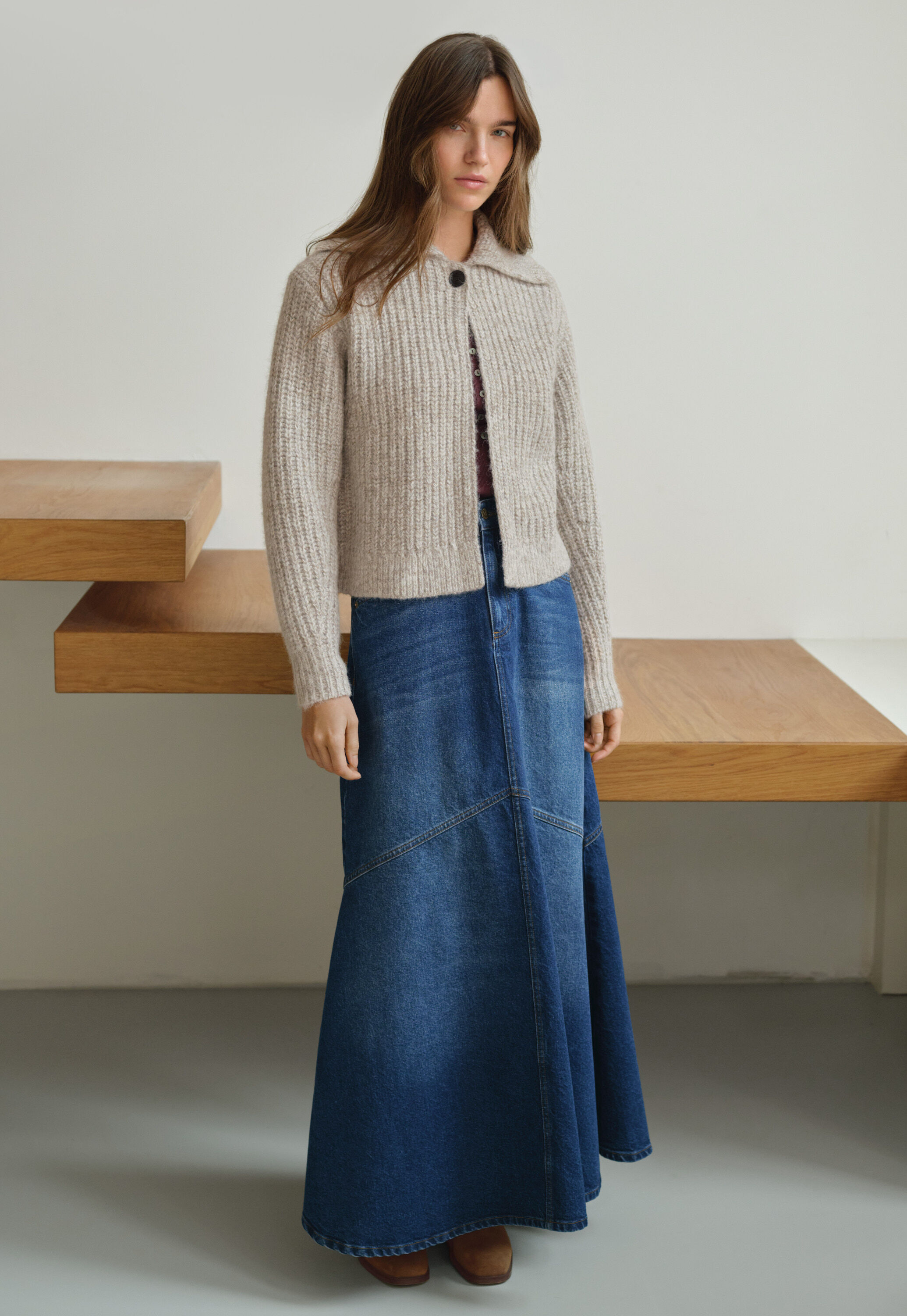 Cardigan mit Zopfmuster
