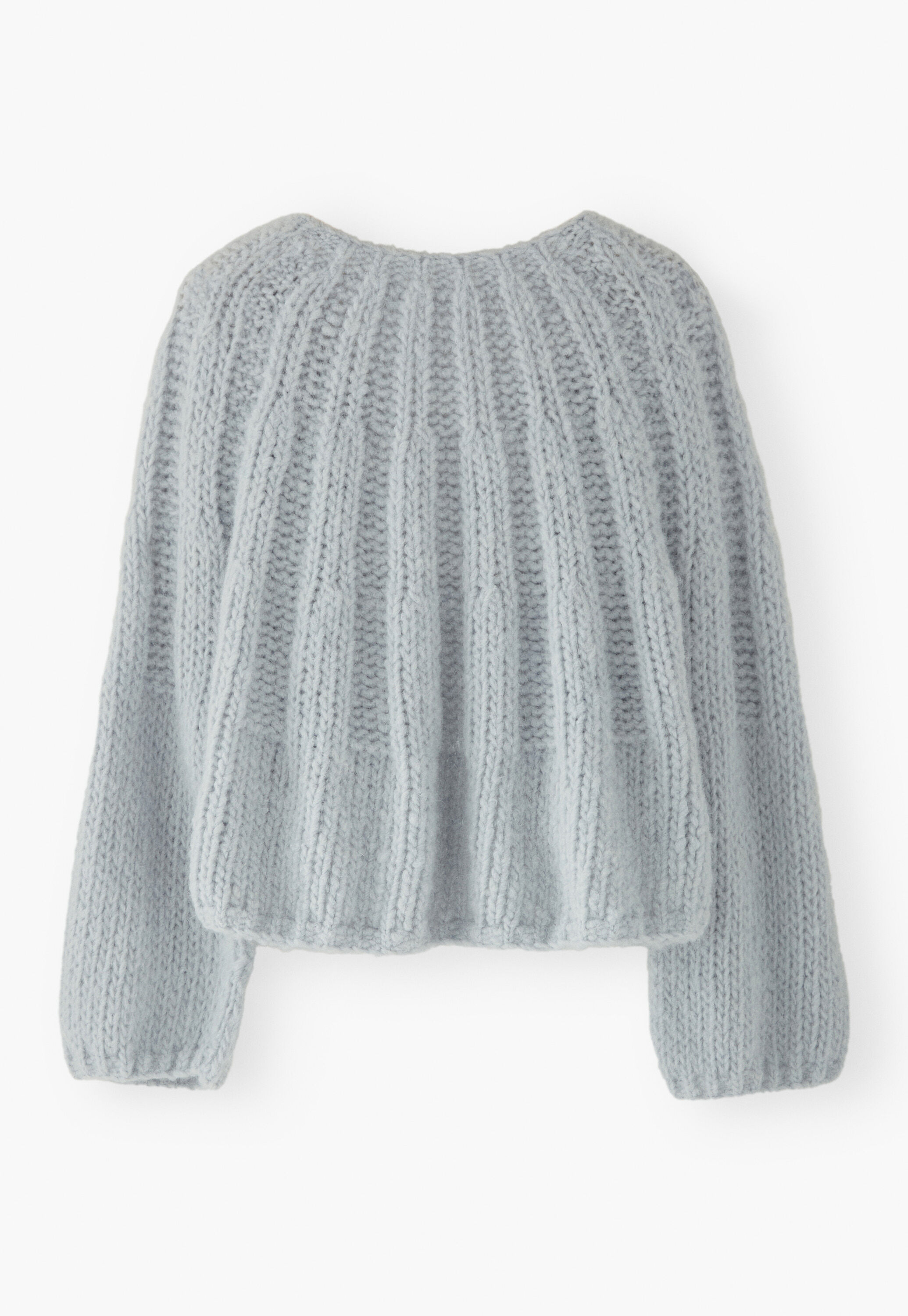 Handgestrickter Cardigan, Kreideblau, large