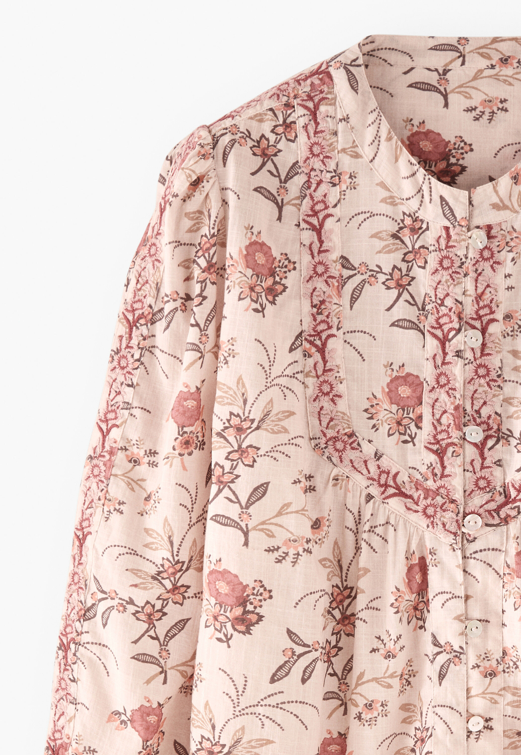 Bestickte Bluse mit Print, Rouge, large
