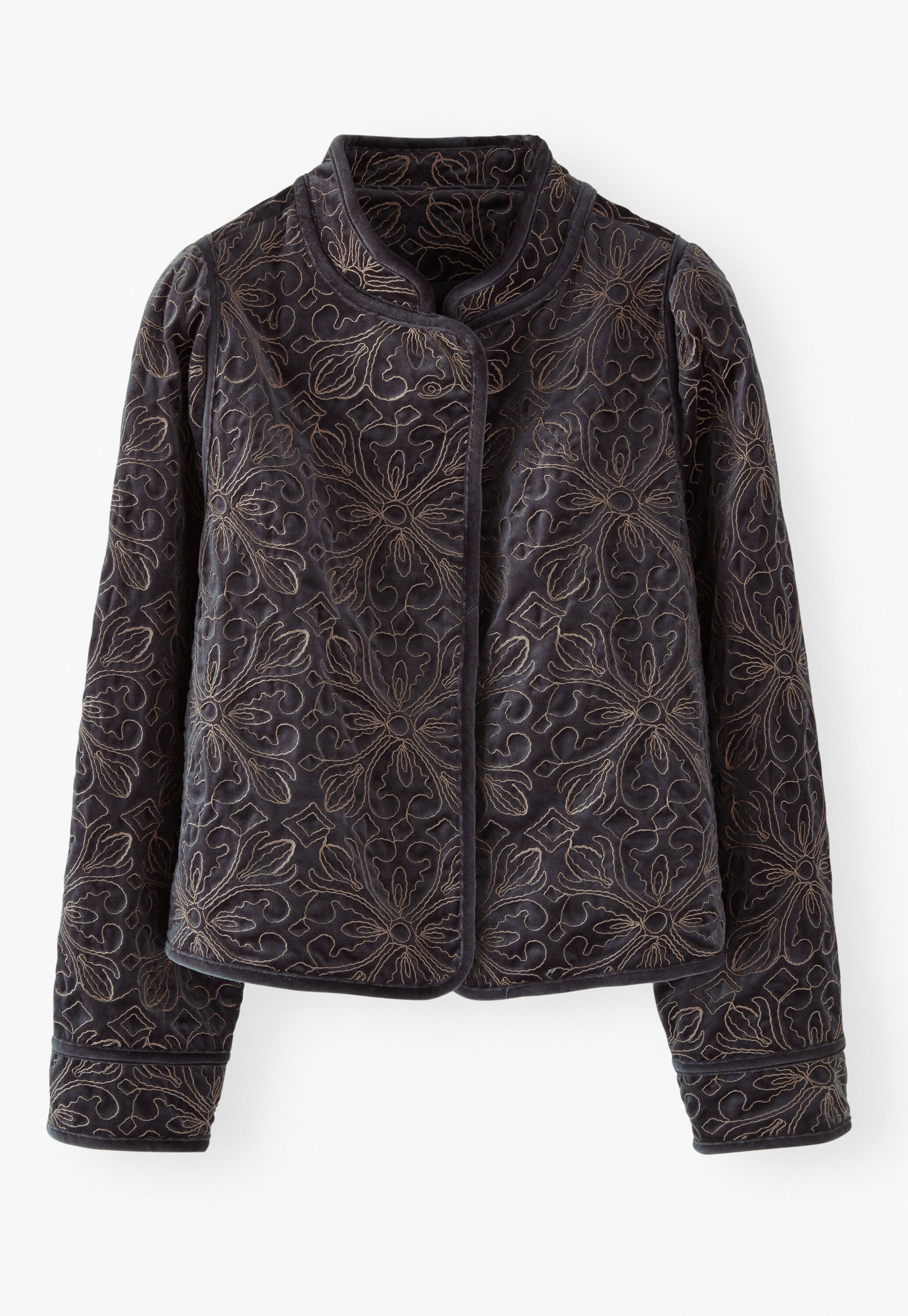 Bestickte Samtjacke, Kohlschwarz, large