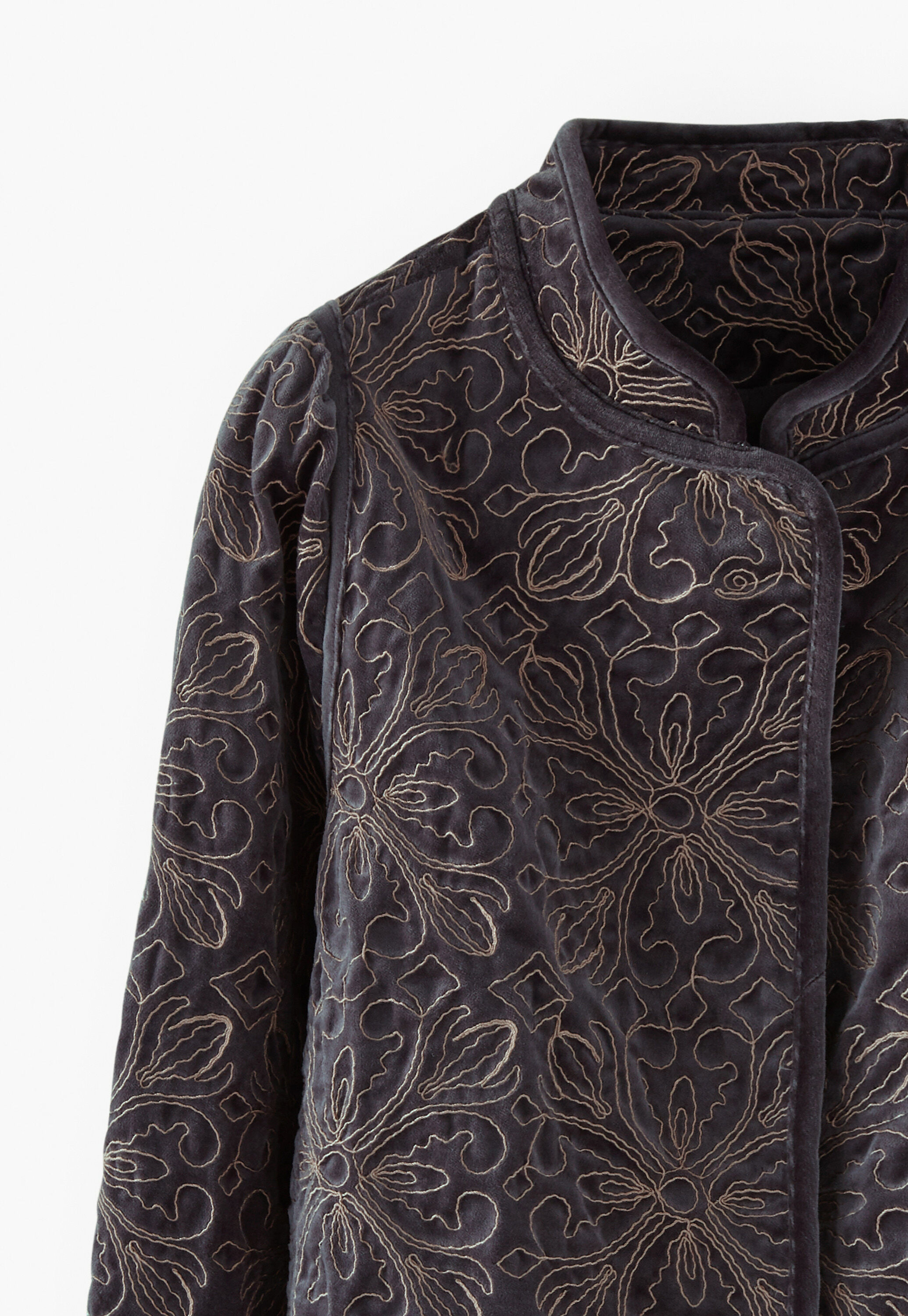 Bestickte Samtjacke, Kohlschwarz, large