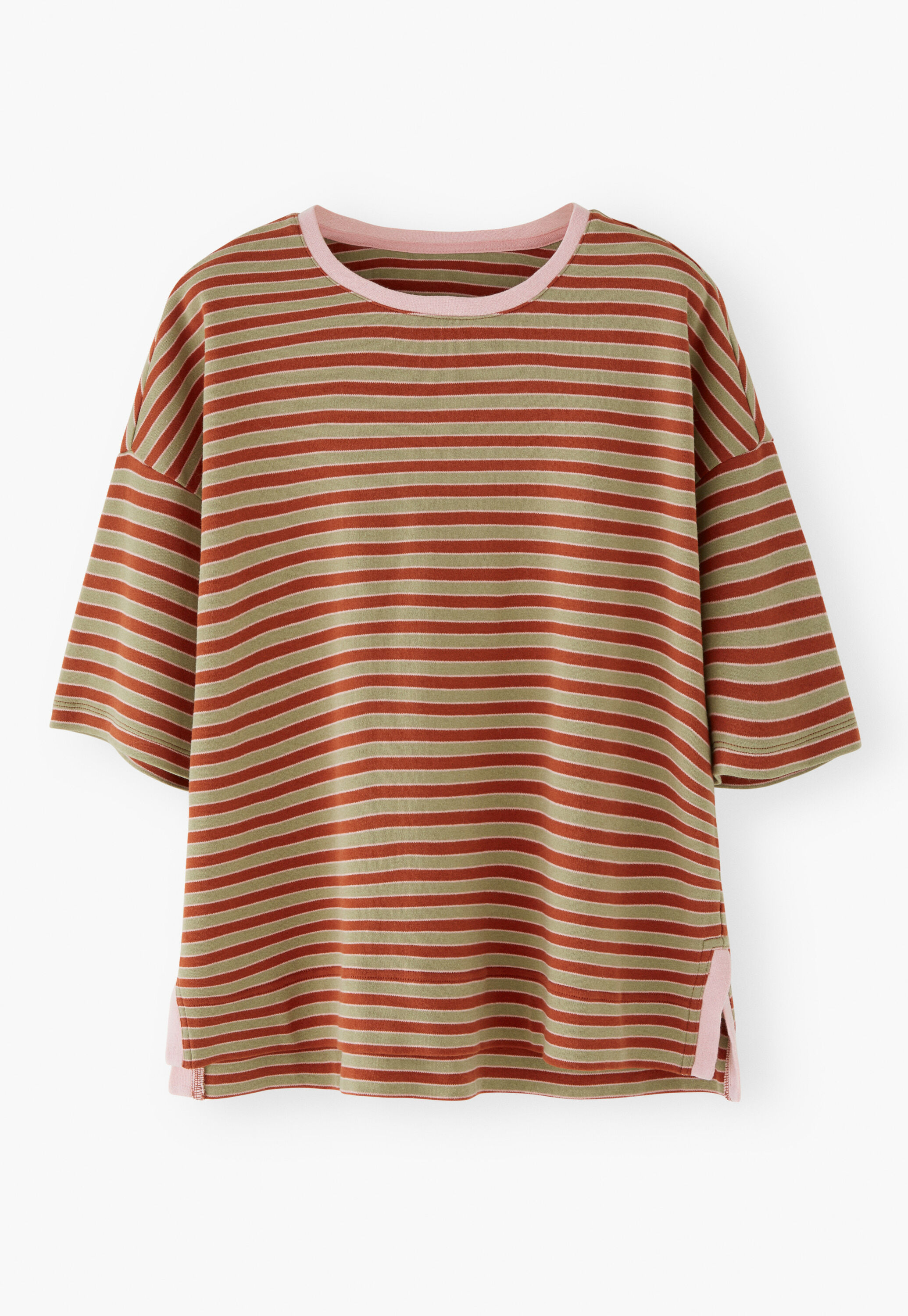 Gestreiftes T-Shirt, Chili/Salbei, large