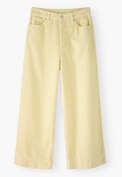 K&uuml;rzer geschnittene Hose mit weitem Bein, Pastell-Zitrone, webstill