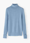 Rollkragenpullover, Himmelblau, webstill