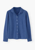 Broderie-Bluse, Kobalt, webstill