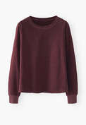Velours-Oberteil, Dunkle Aubergine, webstill