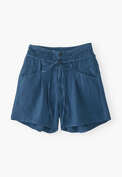 Hoch taillierte Shorts, Indigo, webstill