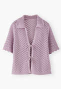 Vorne gebundener Pullover, Zartes Lavendel, webstill