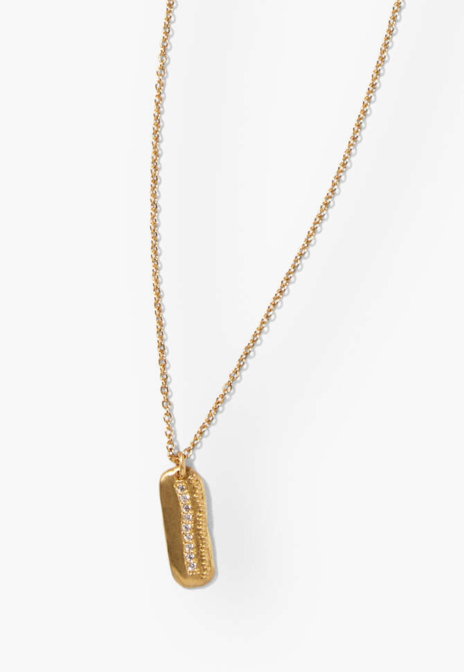 Halskette mit eckigem Anh&auml;nger, Gold, completeTheLook
