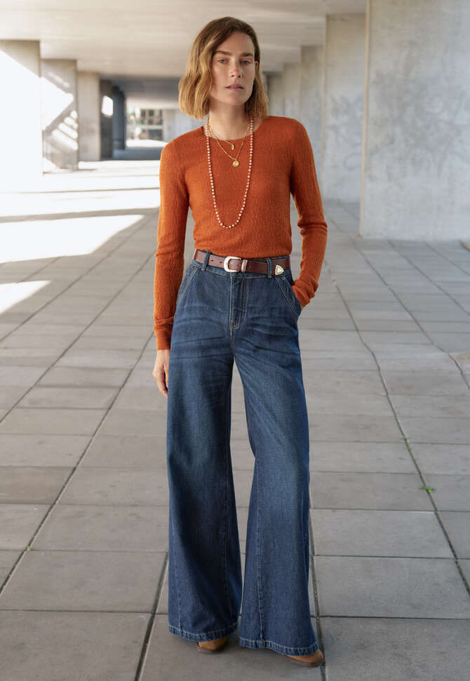Jeans mit weitem Schlag, Dunkles Ozeanblau, completeTheLook