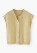 Pullover mit Knopfleiste, Zartes Gelb, webstill