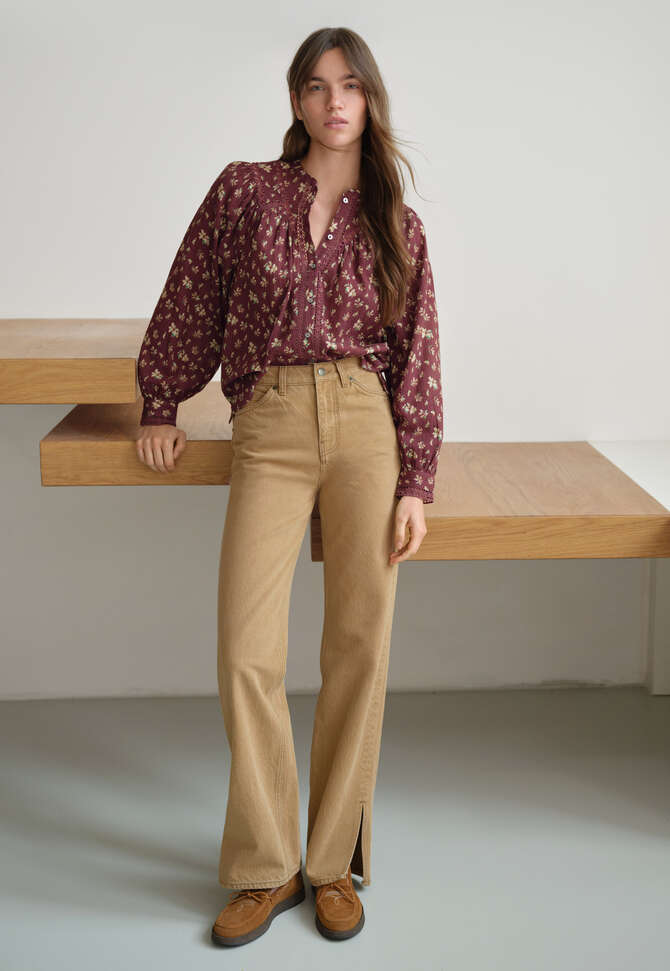 Jeans mit geteiltem Saum, Karamellbraun, completeTheLook
