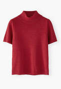 Pointelle-Pullover, Scharlachrot, webstill
