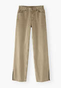 Jeans mit geteiltem Saum, Olivgrau, webstill