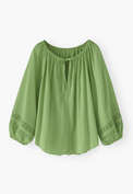 Geraffte Bluse, Apfel, webstill