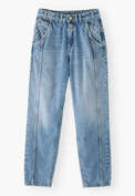 Schmal zulaufende Jeans, Helle Waschung, webstill