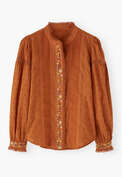 Bestickte Broderie-Bluse, Terrakotta, webstill