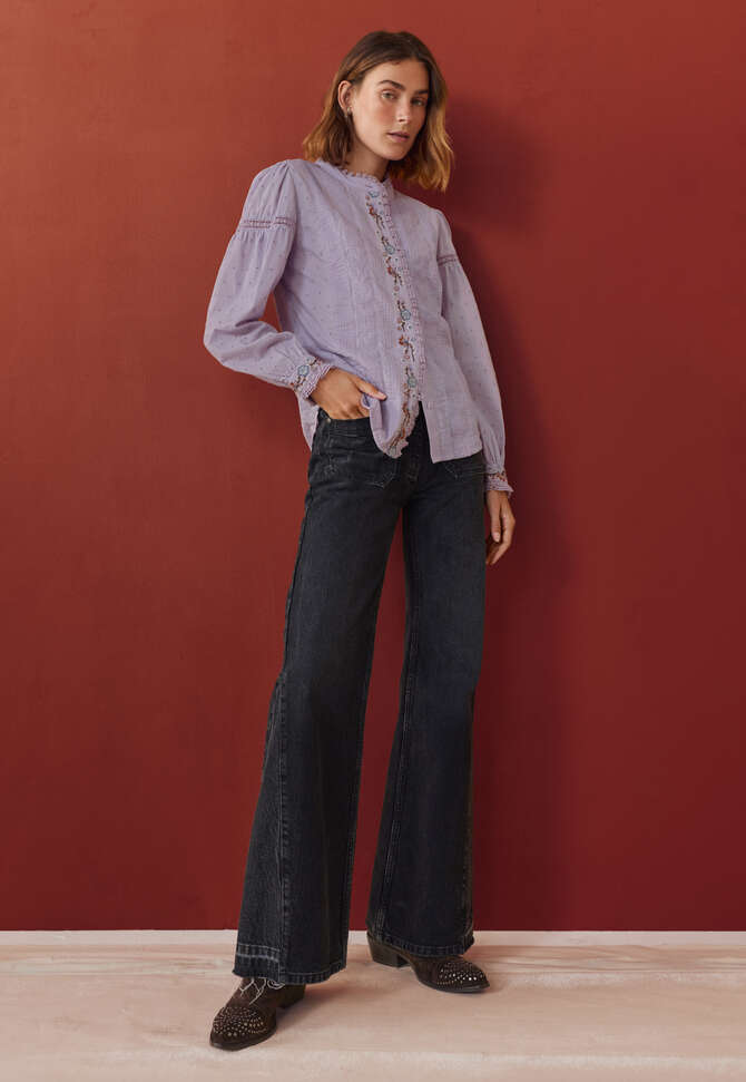 Bestickte Broderie-Bluse, Lavendel, completeTheLook