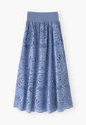 Broderie-Anglaise-Rock, Kornblumenblau, webstill