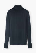 Rollkragenpullover, Indigo-Schwarz, webstill