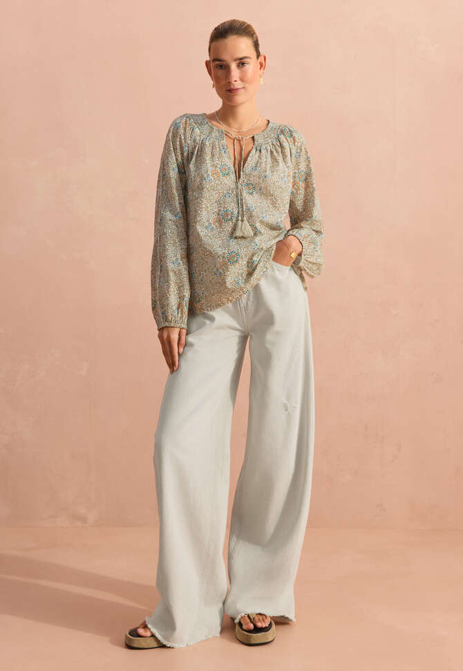 Bluse mit Print, Wiese/Pfirsich, completeTheLook