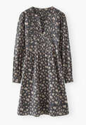 Kurzes Kleid mit Print, Kohlschwarz/Magenta, webstill