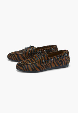 Gestreifte Loafer, Braun, webstill
