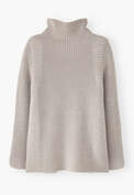 Pullover mit hohem Ausschnitt, Ecru, webstill