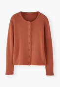 Cardigan im Waffelmuster, Terrakotta-Orange, webstill