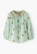 Bluse aus geklipptem Jacquard, Eisblau, webstill