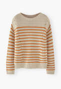 Streifenpullover, Ecru/Orange, webstill