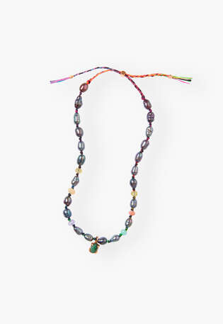 Perlenarmband, Schwarzes Perlmutt, webstill