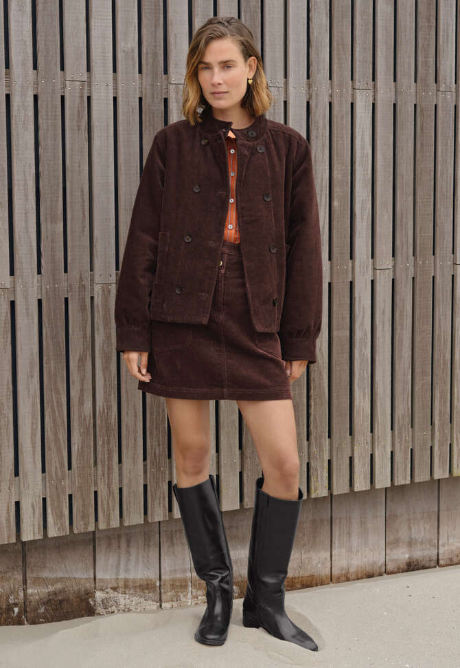 Zweireihige Jacke, Dunkle Schokolade, completeTheLook