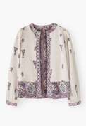 Bedruckte Wendejacke, Elfenbein/Mauve, webstill