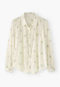 Bluse mit Kr&auml;useldetail, Ecru/Salbei, webstill