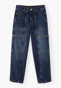Patchwork-Hufeisen-Jeans, Dunkle Waschung, webstill