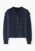Rippstrick-Cardigan, Indigo, webstill