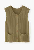&Auml;rmelloser Cardigan, Khaki-Oliv, webstill