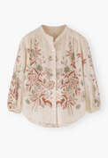 Bedruckte Boyfriend-Bluse, Ecru/Rost, webstill