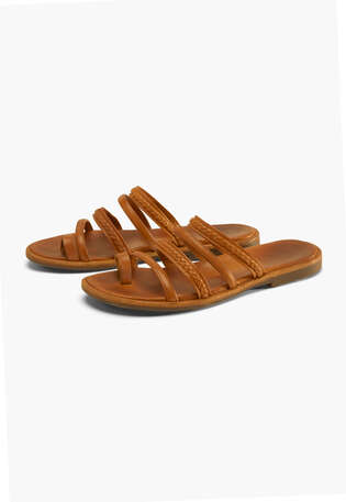 Geflochtene Sandalen, Lohbraun, webstill