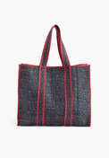 Bedruckte Stepptasche, Himbeere/Petrol, webstill