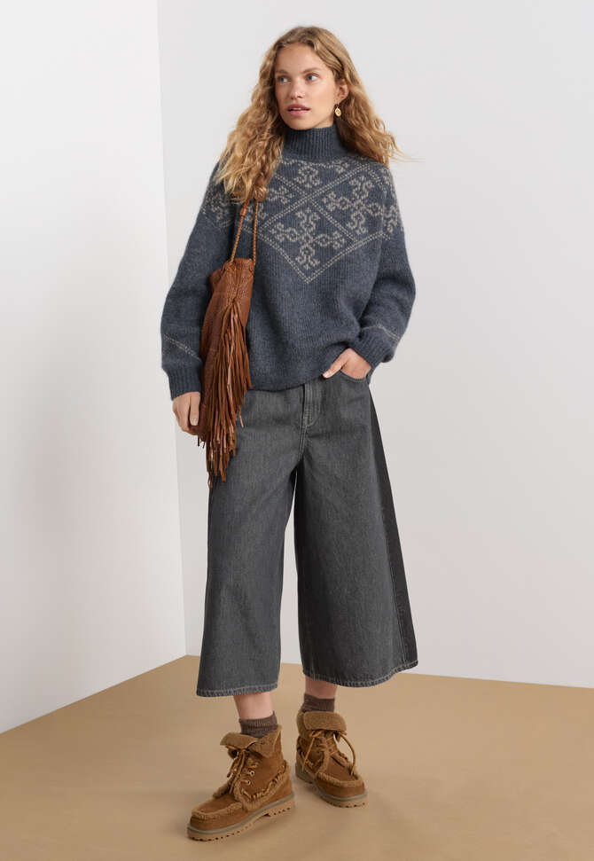 Jacquard-Pullover, Blauer Schiefer/Nerz, completeTheLook