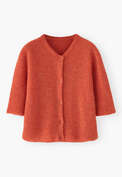 Kurz&auml;rmeliger Cardigan, Koralle, webstill