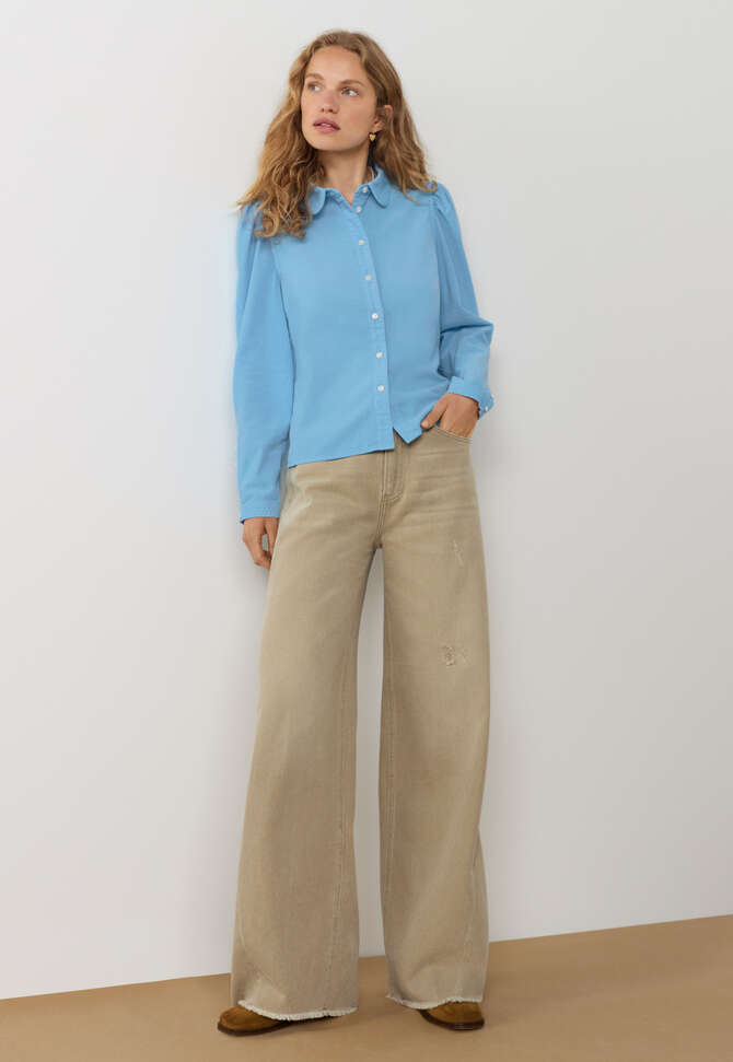 Durchgekn&ouml;pfte Bluse, Leuchtendes Himmelblau, completeTheLook