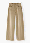 Mittelhoch taillierte Jeans mit weitem Bein, Blasses Grau, webstill